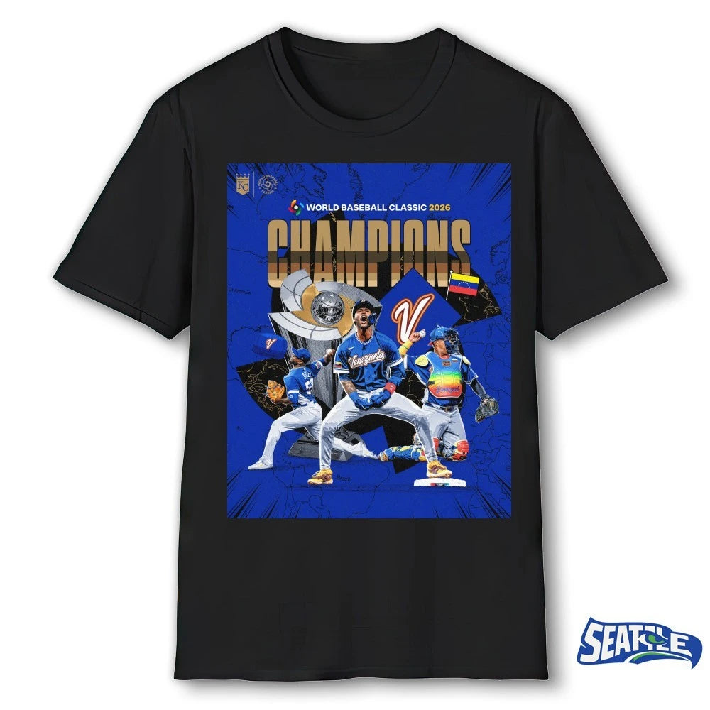 Official Salvy, Maikel, and Luinder 2026 World Baseball Classic Champions Poster t-shirt