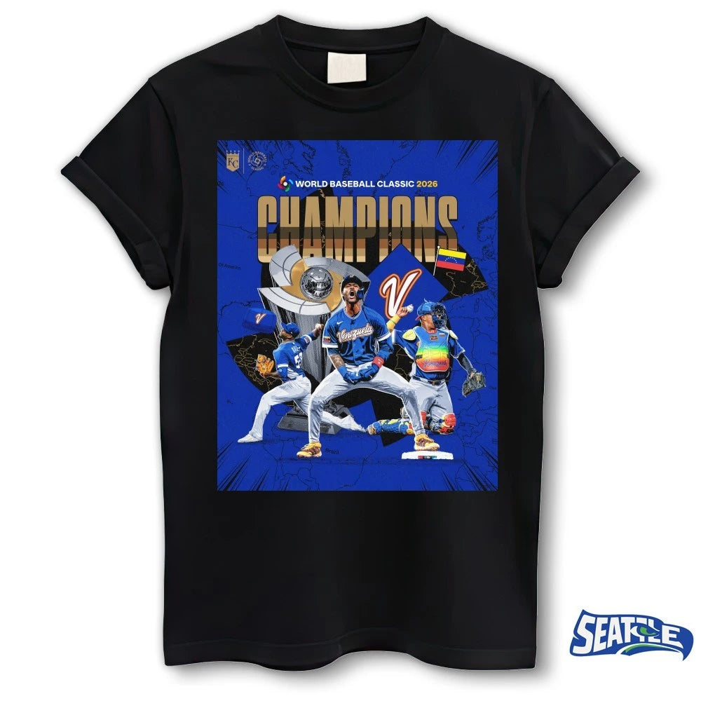 Official Salvy, Maikel, and Luinder 2026 World Baseball Classic Champions Poster t-shirt