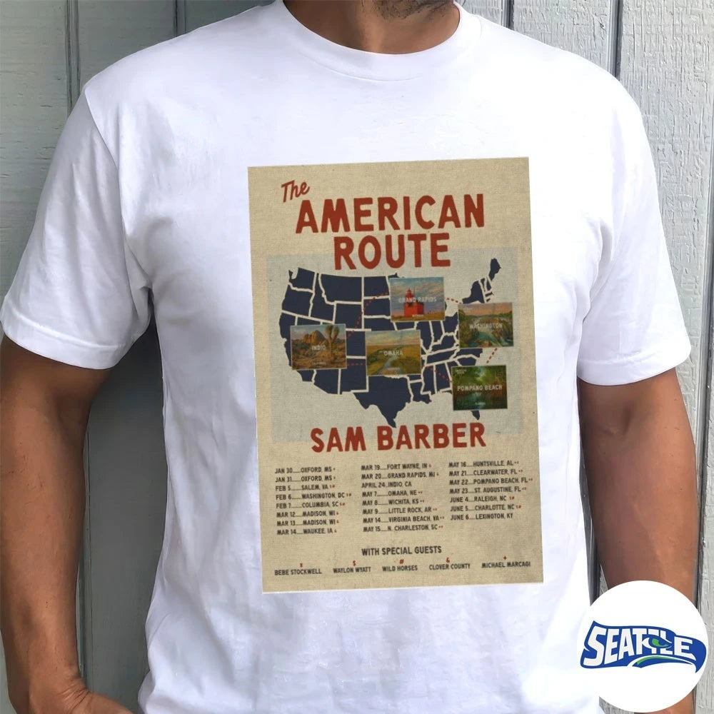 Official Sam Barber The American Route 2026 Poster t-shirt