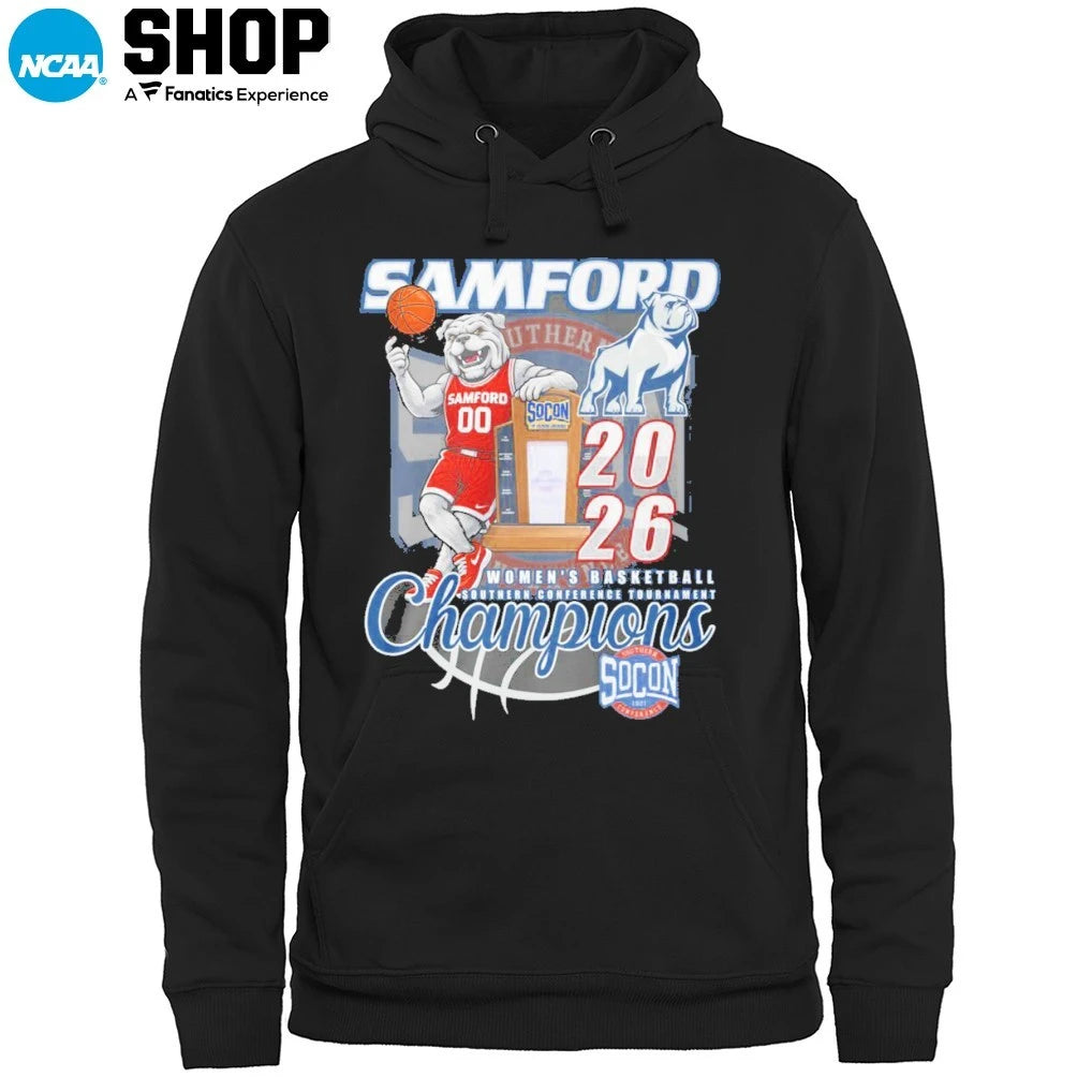 Official Samford Bulldogs 2026 Women’s Basketball Southern Conference Tournament Champions Mascot T-Shirt