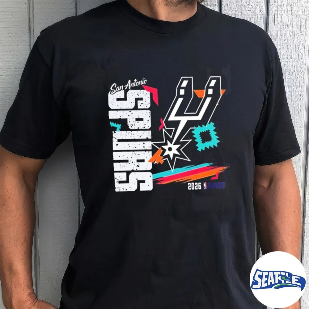 Official San Antonio Spurs Mens Basketball 2026 NBA Playoffs Postseason Team Fan Graphic t-shirt