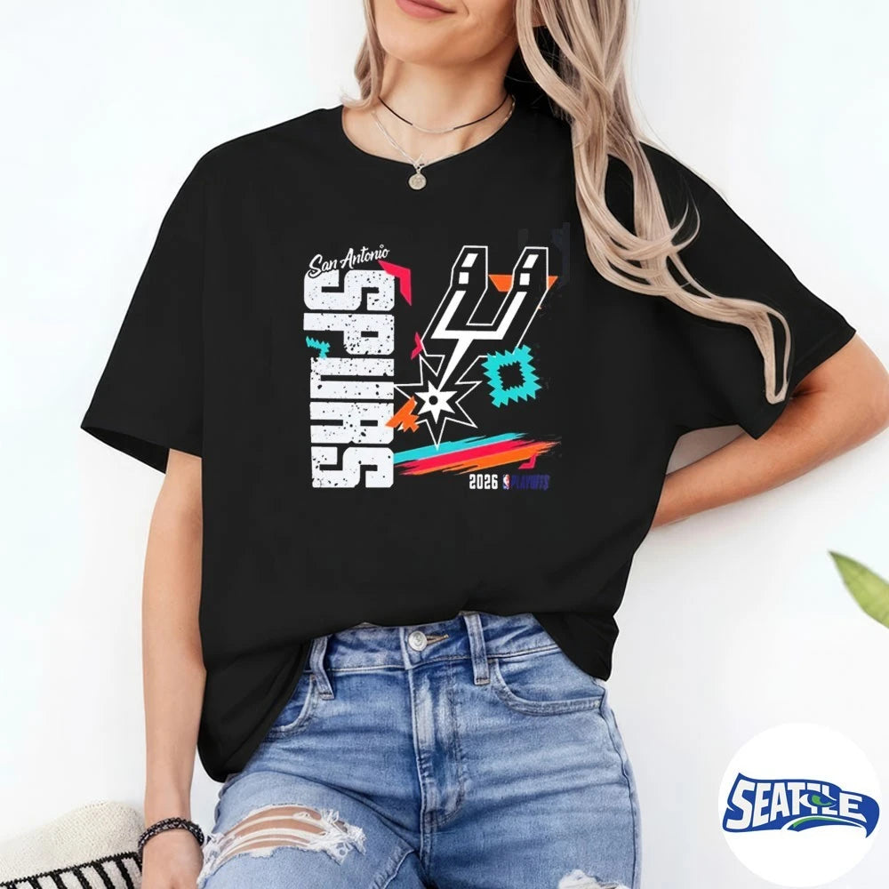 Official San Antonio Spurs Mens Basketball 2026 NBA Playoffs Postseason Team Fan Graphic t-shirt
