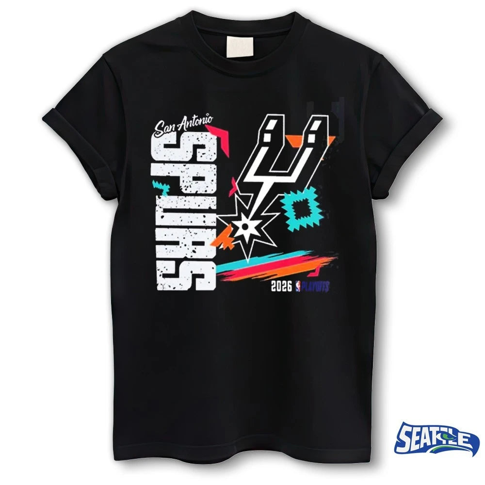 Official San Antonio Spurs Mens Basketball 2026 NBA Playoffs Postseason Team Fan Graphic t-shirt