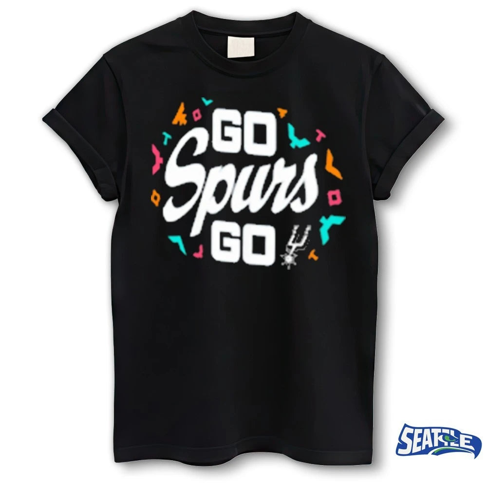Official San Antonio Spurs Mens Stadium Essentials 2026 Playoff Mantra Go Spurs Go NBA Basketball Postseason Graphic t-shirt