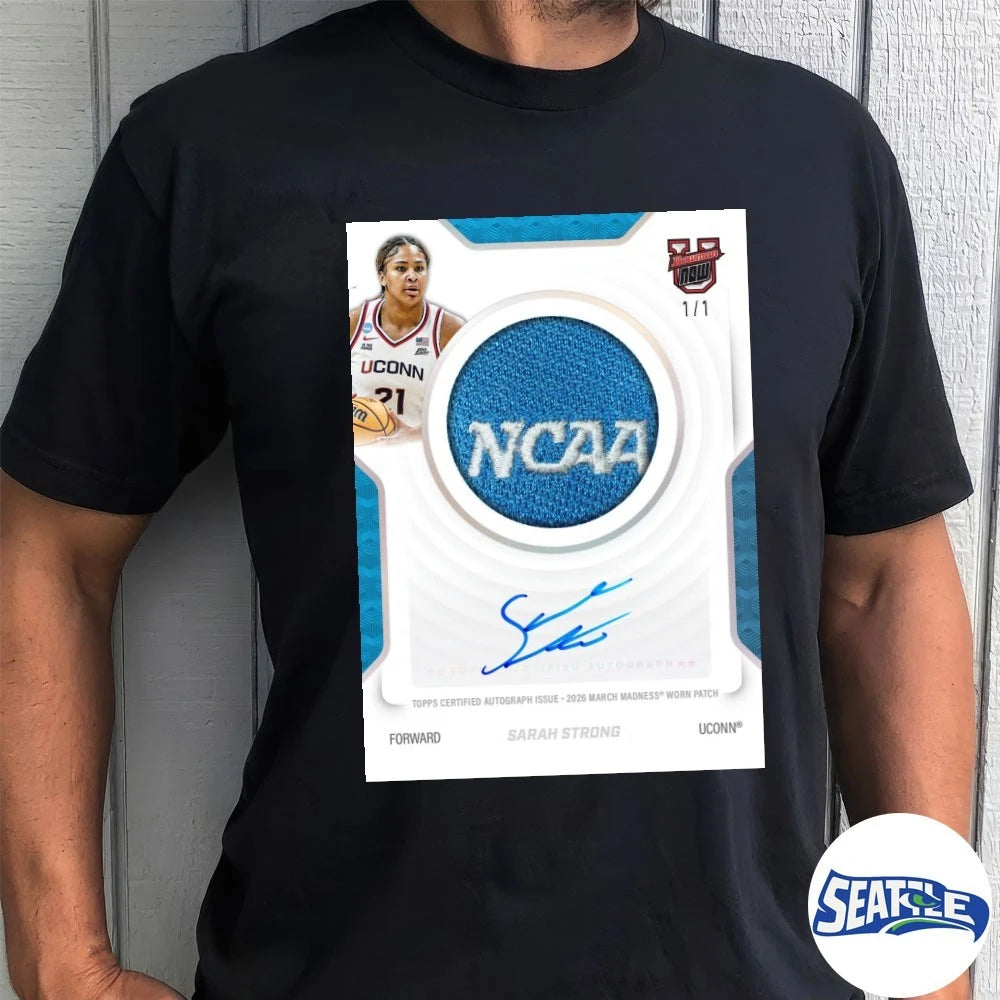 Official Sarah Strong UConn  NCAA Topps 2026 March Madness Worn Patch Signature t-shirt