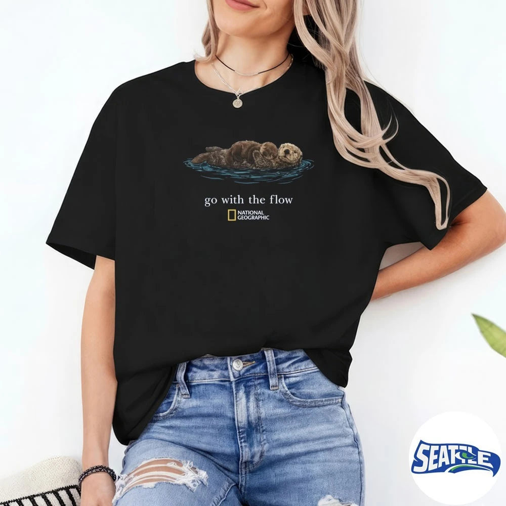 Official Sea Otter Go with the Flow National Geographic t-shirt