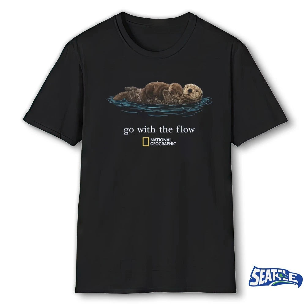 Official Sea Otter Go with the Flow National Geographic t-shirt