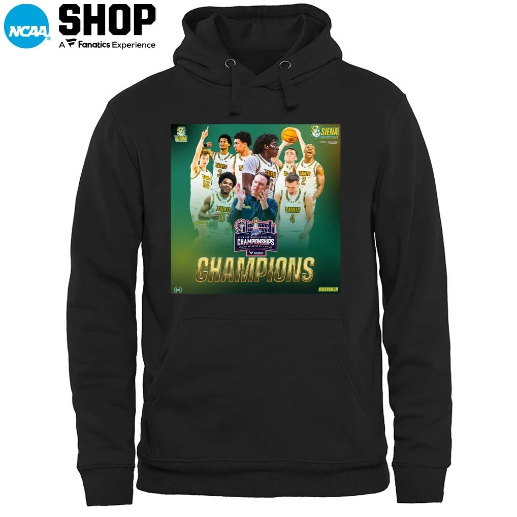 Official Siena Saints 2026 MAAC Metro Atlantic Athletic Conference Champions T-Shirt