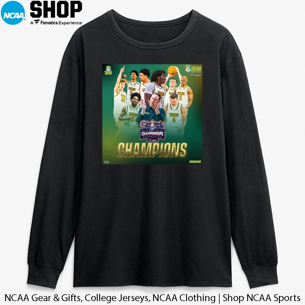 Official Siena Saints 2026 MAAC Metro Atlantic Athletic Conference Champions T-Shirt