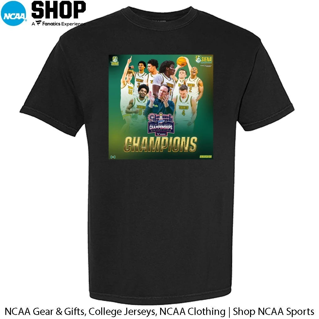 Official Siena Saints 2026 MAAC Metro Atlantic Athletic Conference Champions T-Shirt
