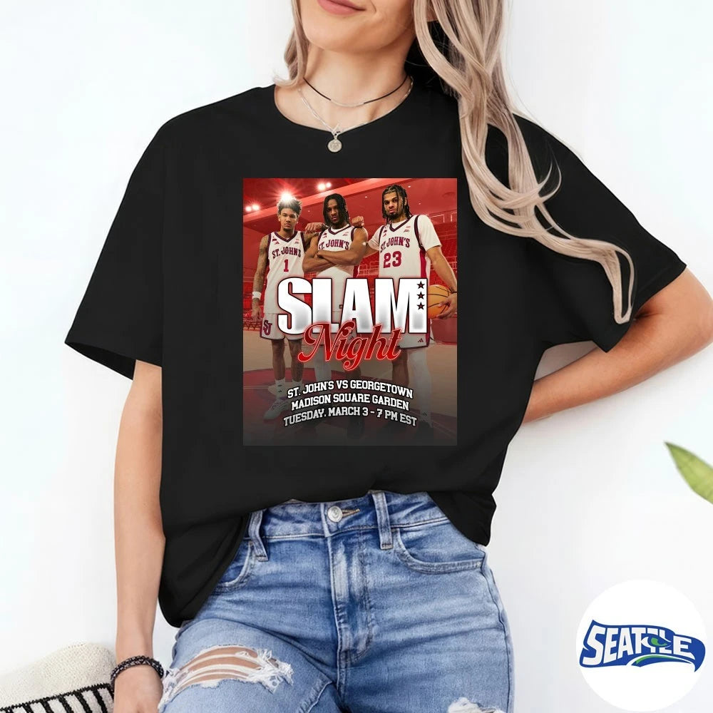 Official SLAM Night St. John’s Vs Georgetown Madison Square Garden March 3 – 7 2026 Poster t-shirt