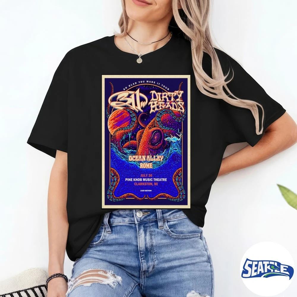 Official So Glad You Made It Tour 311 and Dirty Heads 2026 North American Tour Clarkston, MI Poster t-shirt