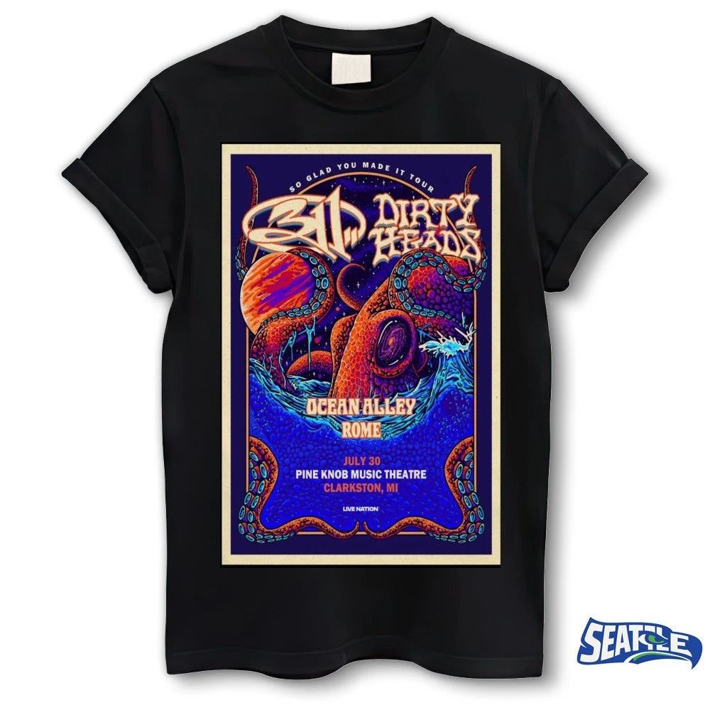 Official So Glad You Made It Tour 311 and Dirty Heads 2026 North American Tour Clarkston, MI Poster t-shirt