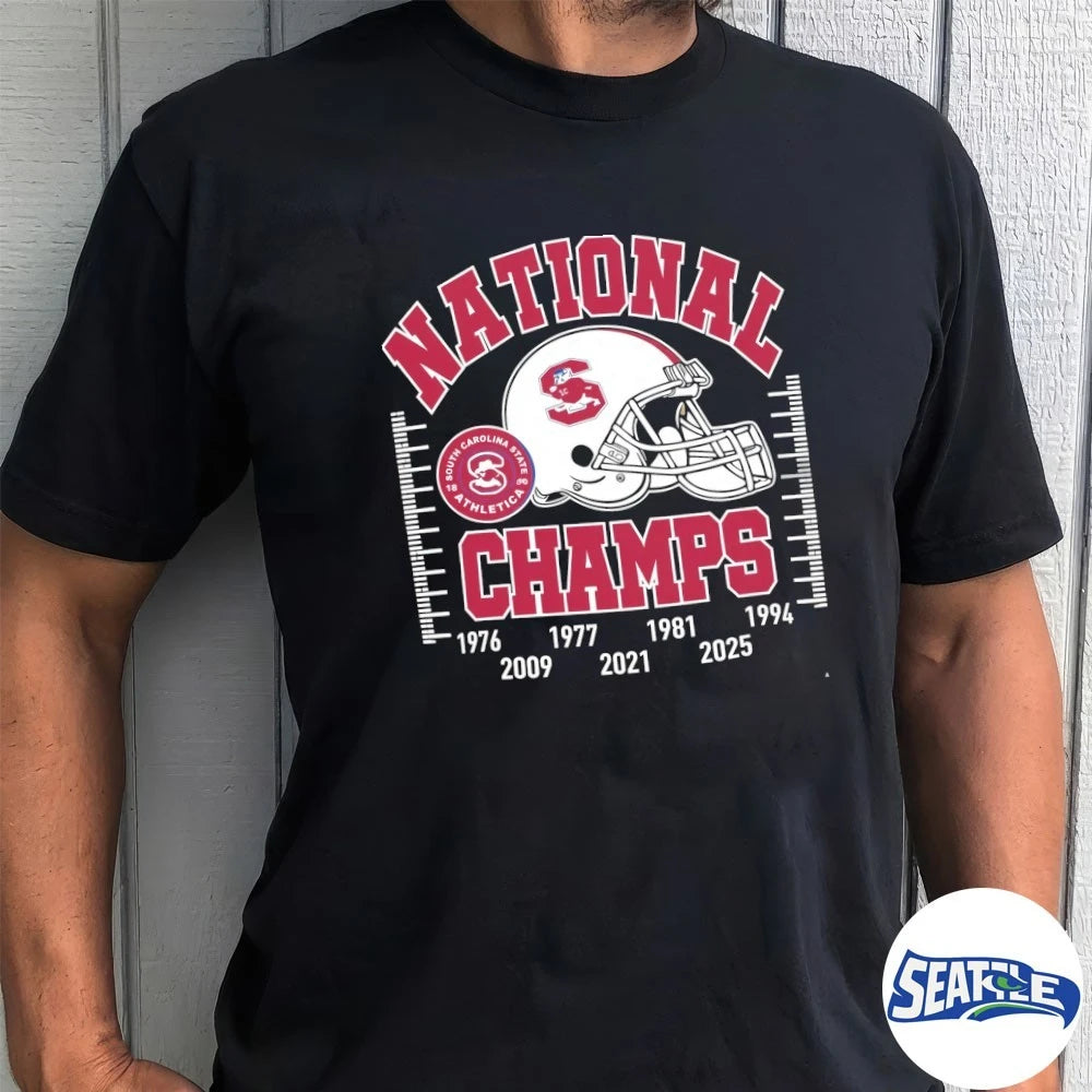 Official South Carolina State University Bulldogs National Champs 1976 – 2025 Helmet t-shirt