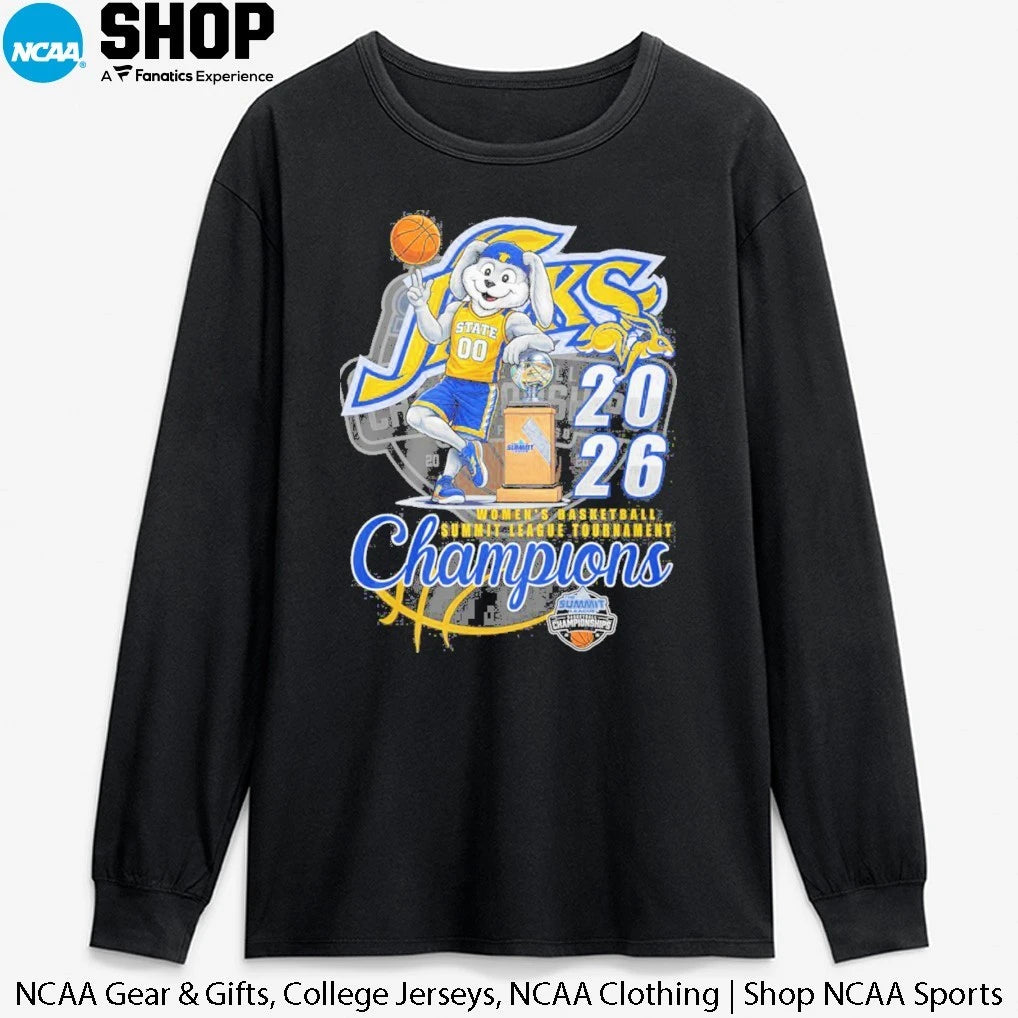 Official South Dakota State Jackrabbits Women’s Basketball Summit League Tournament Champions Mascot T-Shirt