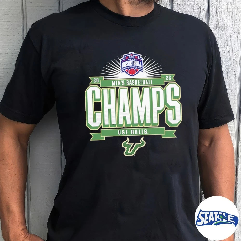 Official South Florida Bulls 2026 American Conference MBB Tournament Champions Locker Room t-shirt