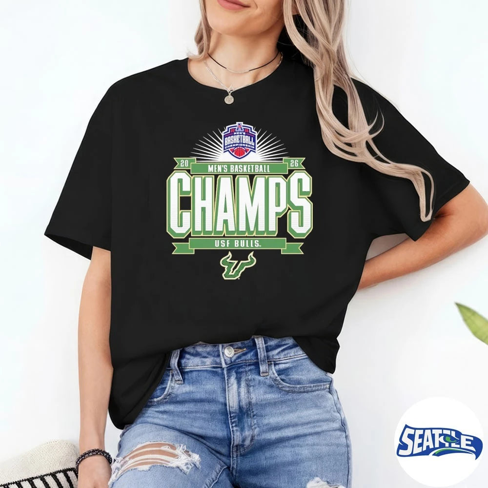Official South Florida Bulls 2026 American Conference MBB Tournament Champions Locker Room t-shirt