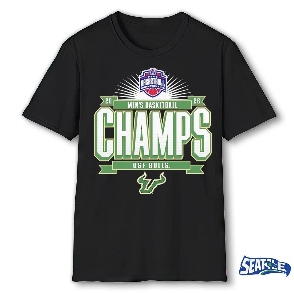 Official South Florida Bulls 2026 American Conference MBB Tournament Champions Locker Room t-shirt