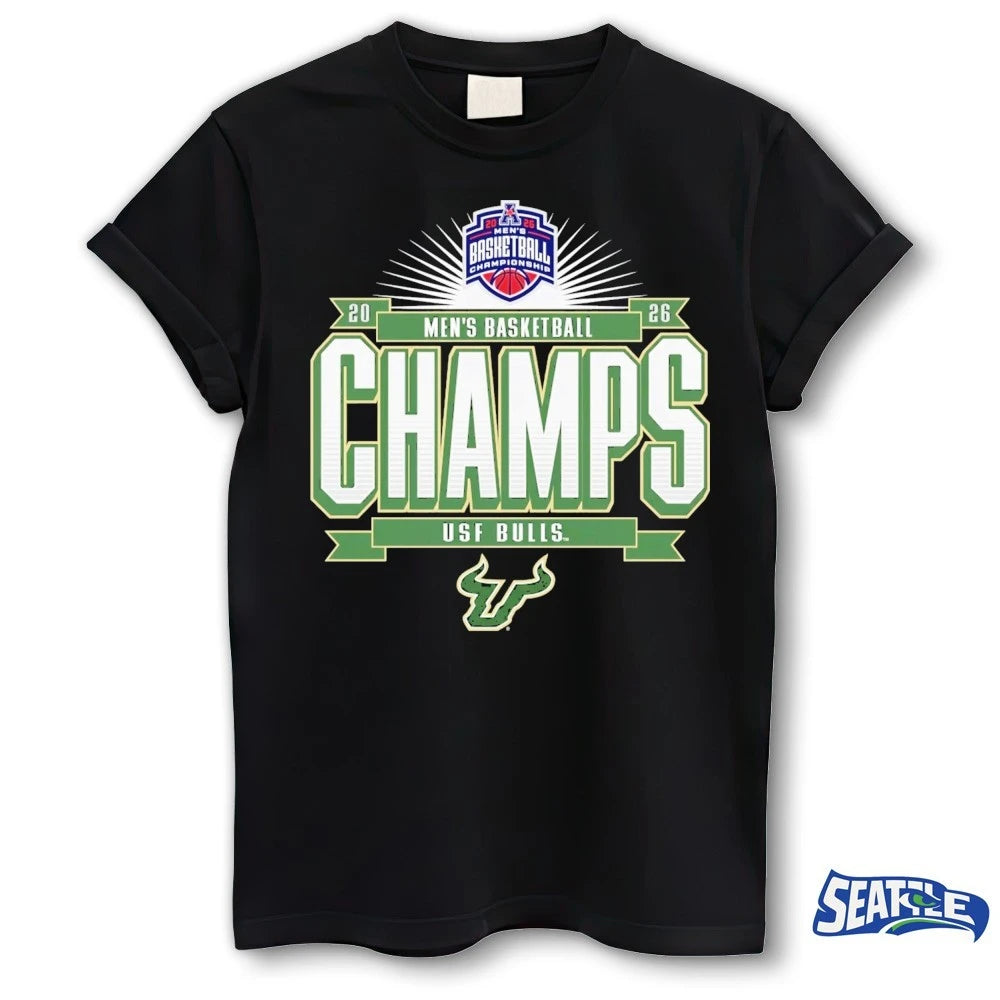 Official South Florida Bulls 2026 American Conference MBB Tournament Champions Locker Room t-shirt