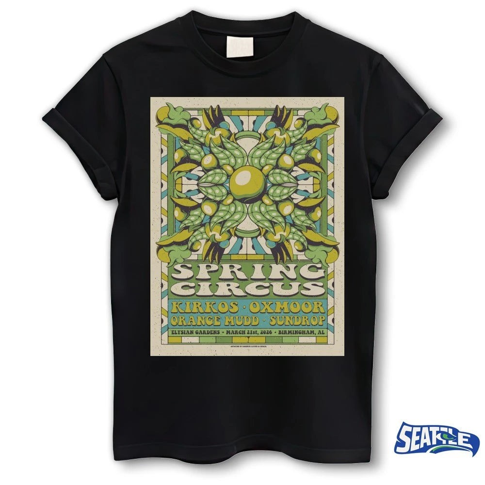 Official Spring Circus March 21 2026 Elysian Gardens Birmingham AL Poster t-shirt