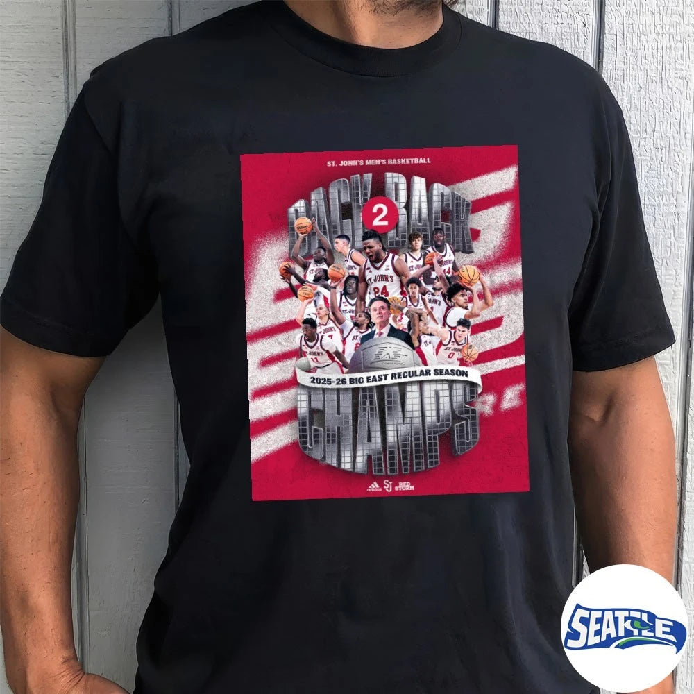 Official St John’s Men’s Basketball Back 2 Back 2025-26 Big East Regular Season Champs Poster t-shirt