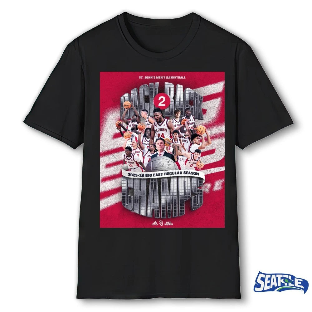 Official St John’s Men’s Basketball Back 2 Back 2025-26 Big East Regular Season Champs Poster t-shirt