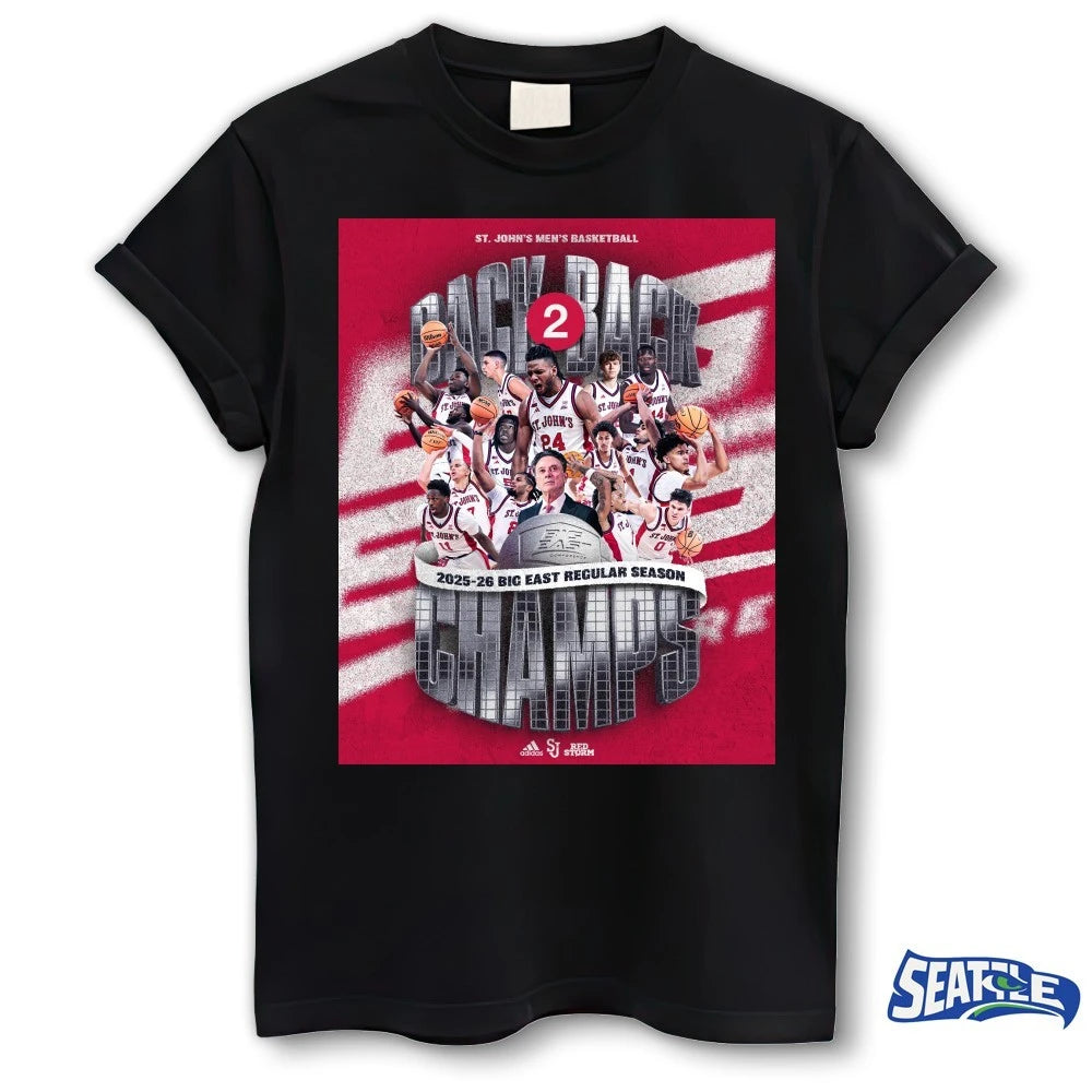 Official St John’s Men’s Basketball Back 2 Back 2025-26 Big East Regular Season Champs Poster t-shirt