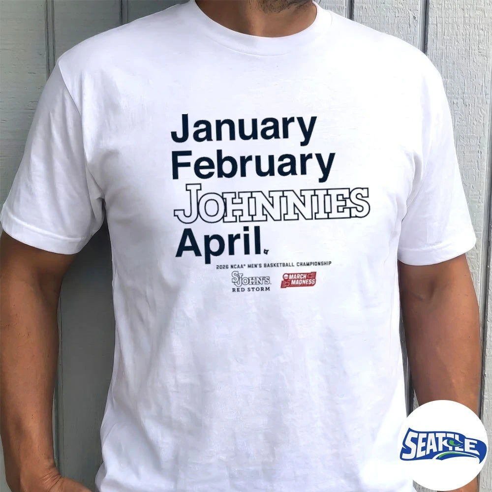 Official St. John’s Red Storm MBB 2026 March Madness Month January February Johnnies April t-shirt