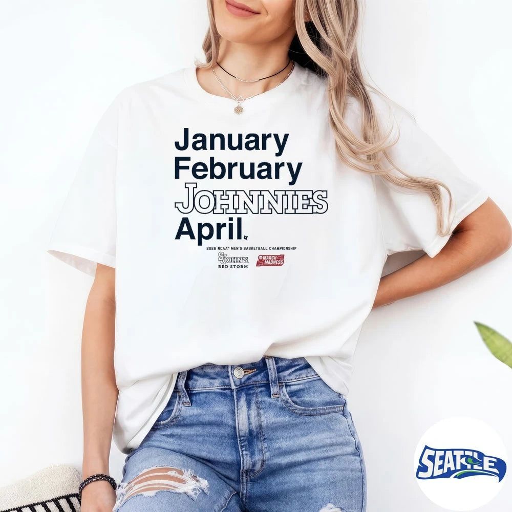 Official St. John’s Red Storm MBB 2026 March Madness Month January February Johnnies April t-shirt
