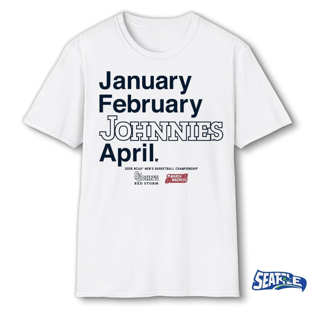 Official St. John’s Red Storm MBB 2026 March Madness Month January February Johnnies April t-shirt