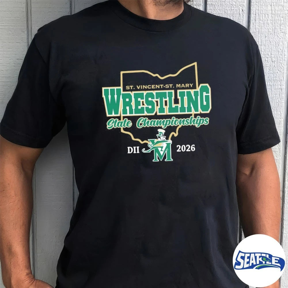 Official St. Vincent – St. Mary Wrestling State Championships DII 2026 t-shirt