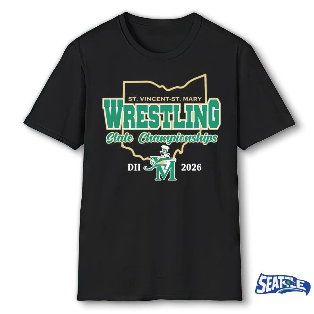 Official St. Vincent – St. Mary Wrestling State Championships DII 2026 t-shirt