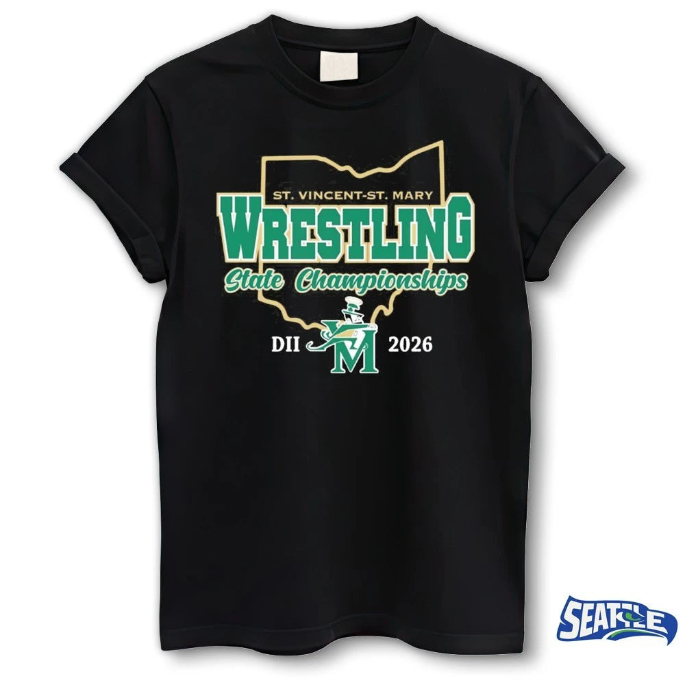 Official St. Vincent – St. Mary Wrestling State Championships DII 2026 t-shirt