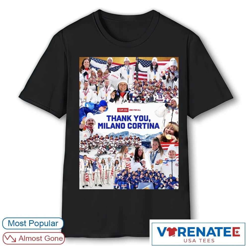 Official Team USA One For All Thank You Milano Cortina 2026 Poster T-Shirt