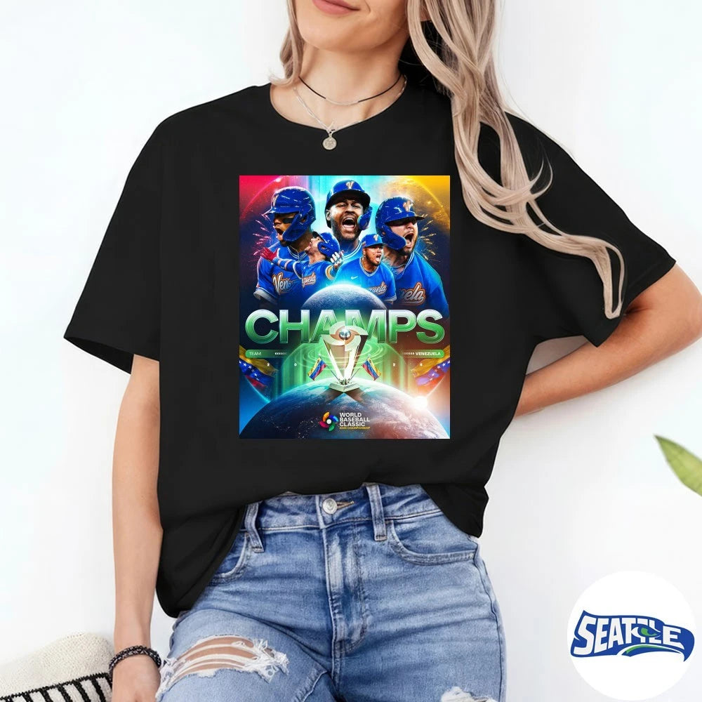 Official Team Venezuela Wins Team USA 2026 World Baseball Classic Champs Poster t-shirt