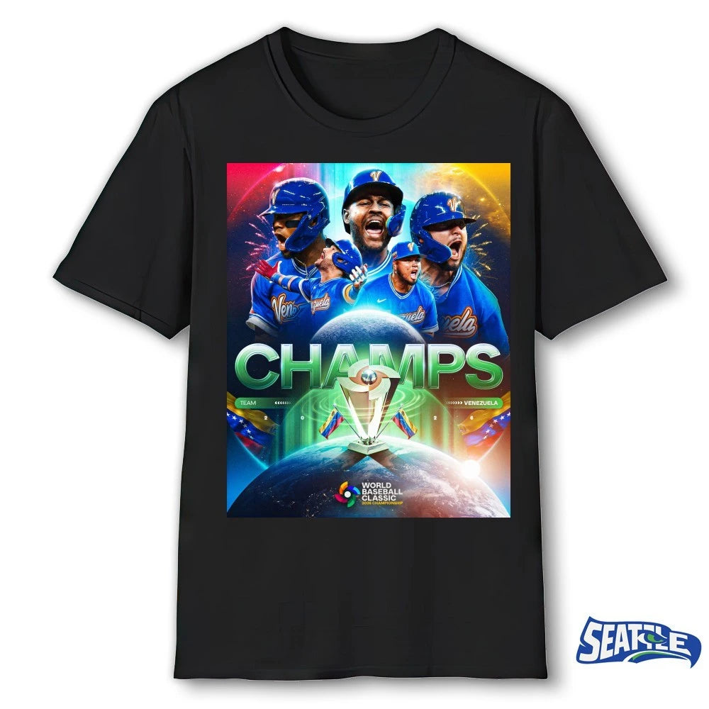 Official Team Venezuela Wins Team USA 2026 World Baseball Classic Champs Poster t-shirt