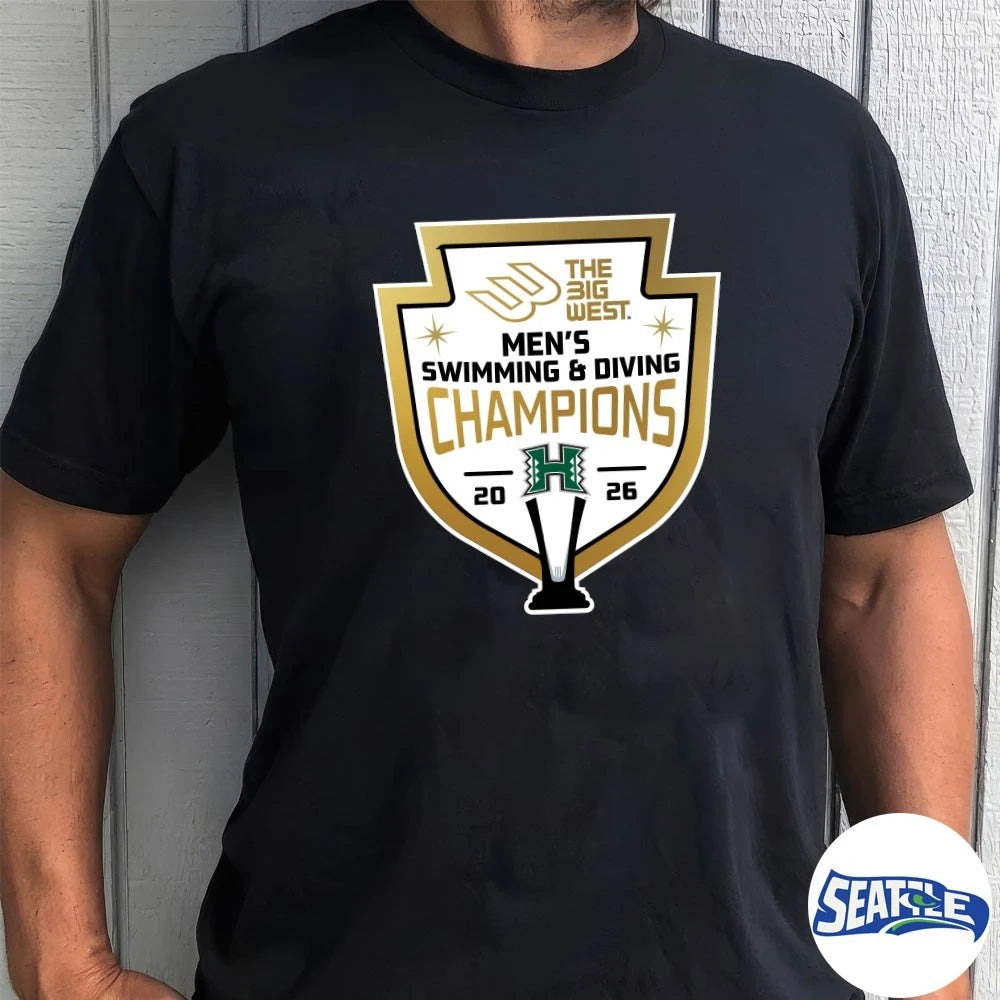 Official The Big West Hawai’i Warriors 2026 Men’s Swimming &amp; Diving Champions t-shirt