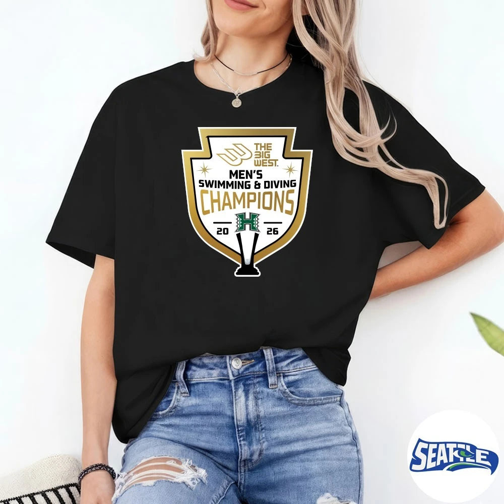 Official The Big West Hawai’i Warriors 2026 Men’s Swimming &amp; Diving Champions t-shirt