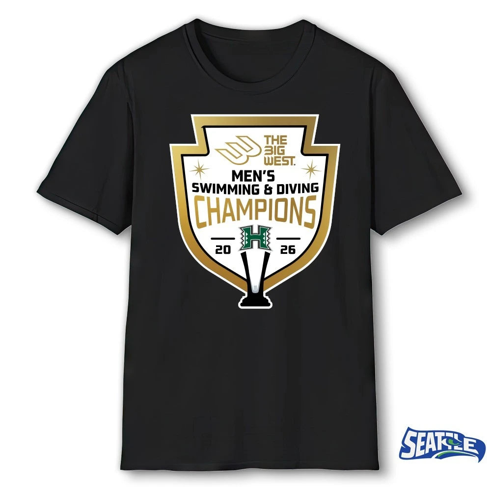 Official The Big West Hawai’i Warriors 2026 Men’s Swimming &amp; Diving Champions t-shirt