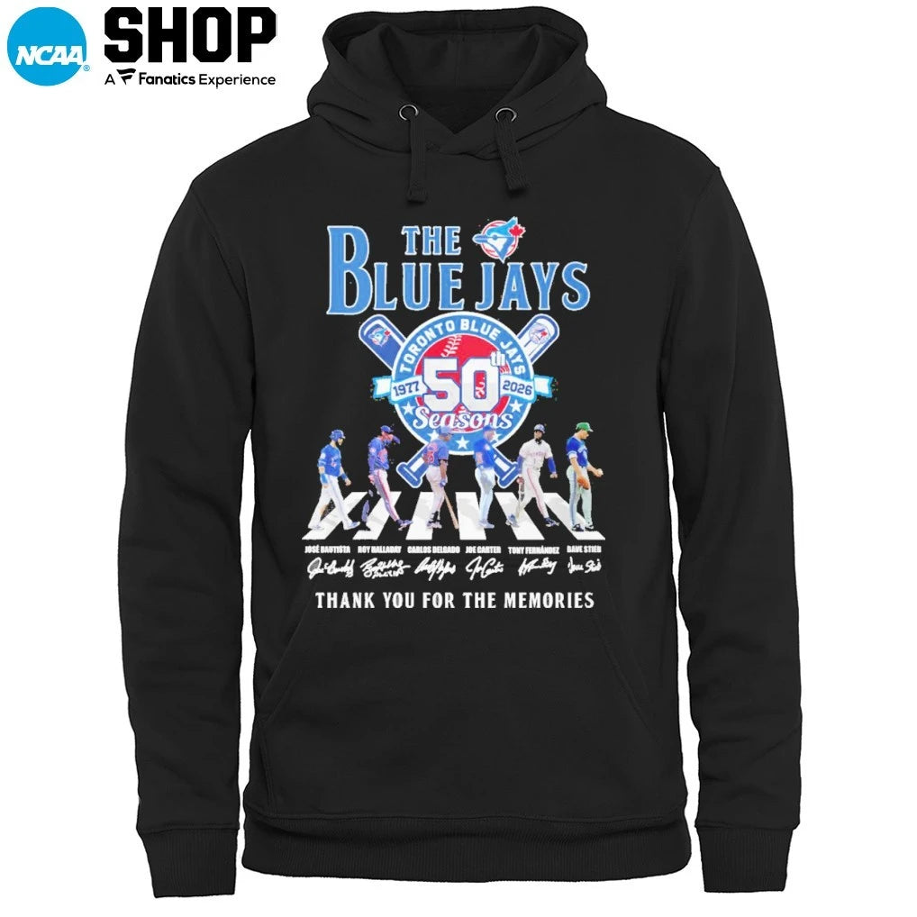 Official The Bleu Jays 50 Season 1977-2026 Abbey Road Thank You For The Memories Signatures T-Shirt