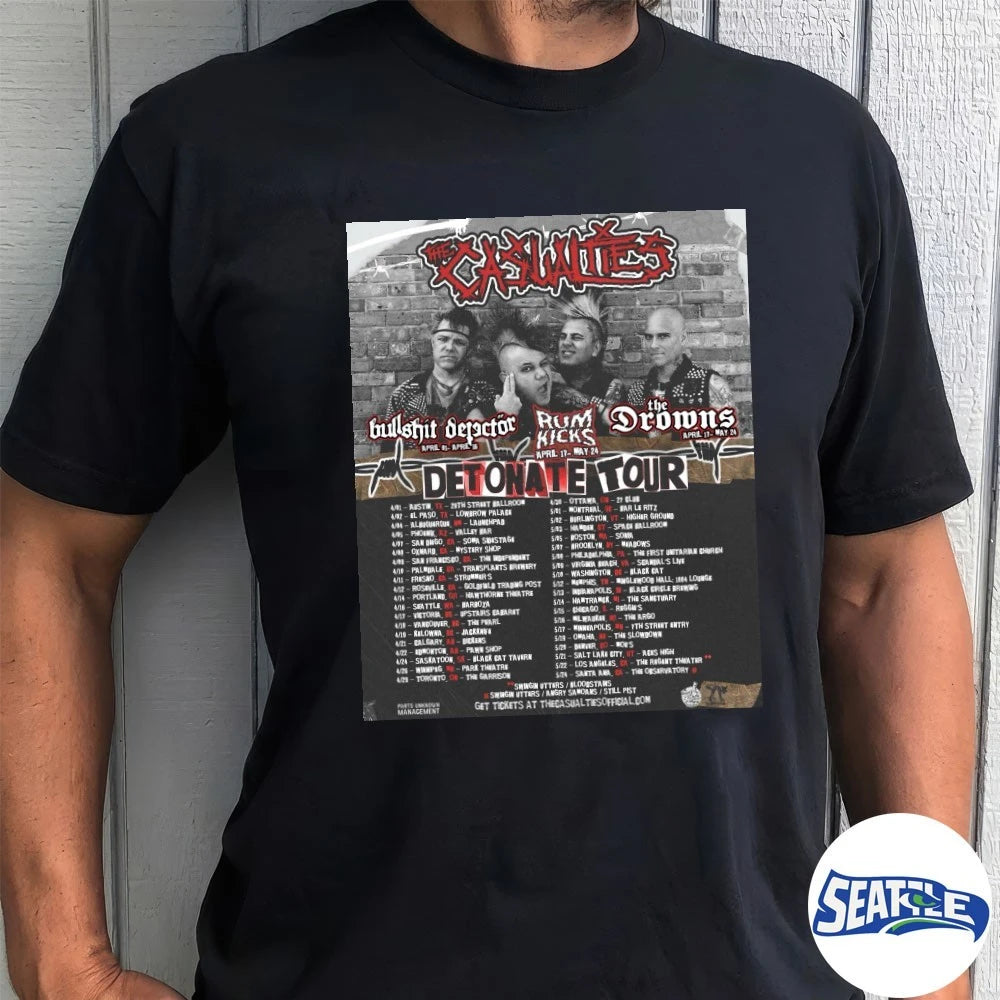 Official The Casualties Detonate Tour North America April 1 – May 24 2026 Poster t-shirt
