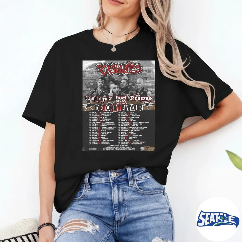 Official The Casualties Detonate Tour North America April 1 – May 24 2026 Poster t-shirt