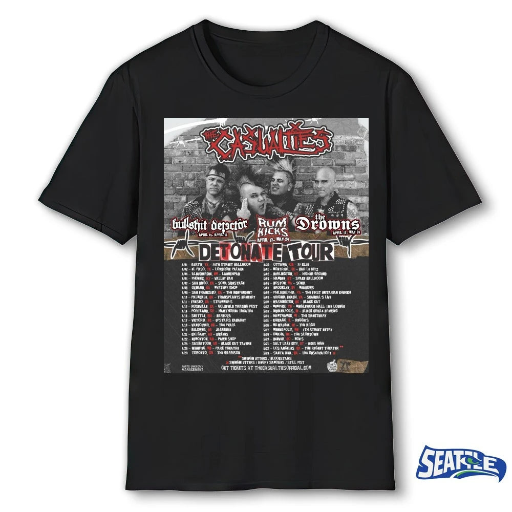 Official The Casualties Detonate Tour North America April 1 – May 24 2026 Poster t-shirt