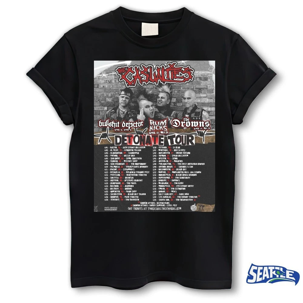 Official The Casualties Detonate Tour North America April 1 – May 24 2026 Poster t-shirt
