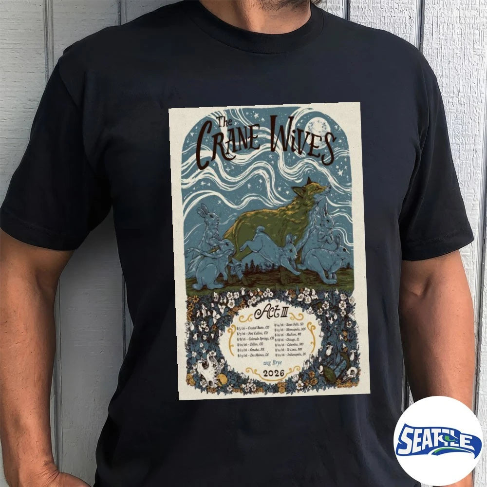 Official The Crane Wives Art III Tour August 2026 Live Concert Indie Folk Music Fan Graphic Poster t-shirt