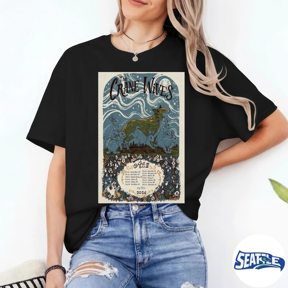 Official The Crane Wives Art III Tour August 2026 Live Concert Indie Folk Music Fan Graphic Poster t-shirt