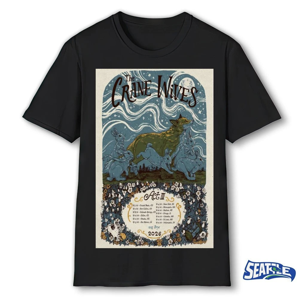 Official The Crane Wives Art III Tour August 2026 Live Concert Indie Folk Music Fan Graphic Poster t-shirt