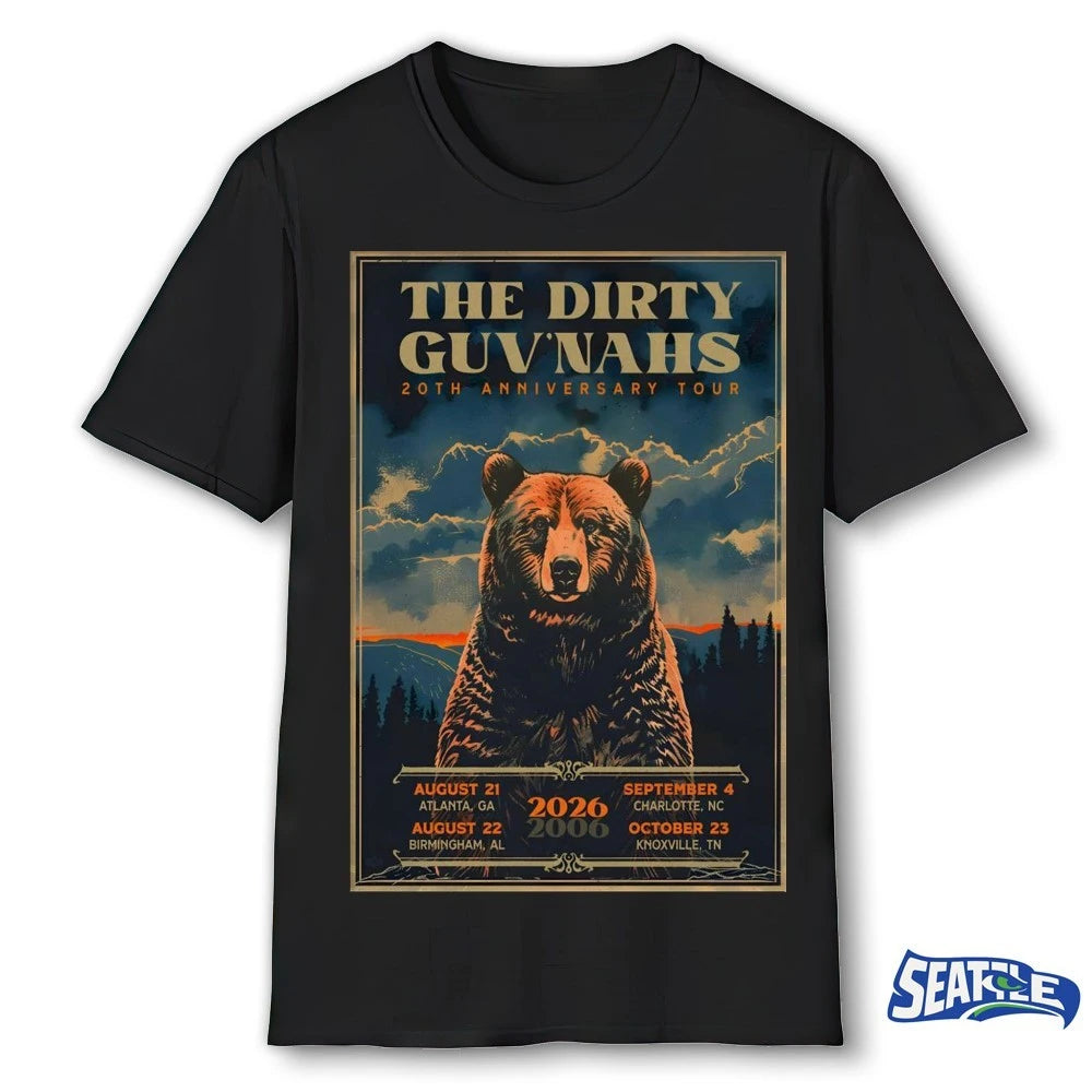Official The Dirty Guv’nahs 2026 20th Anniversary Tour Poster t-shirt