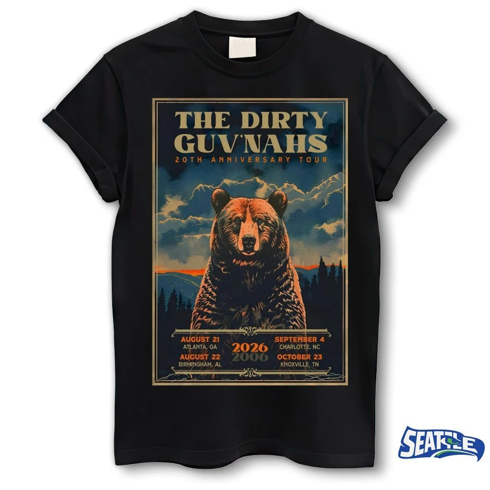 Official The Dirty Guv’nahs 2026 20th Anniversary Tour Poster t-shirt