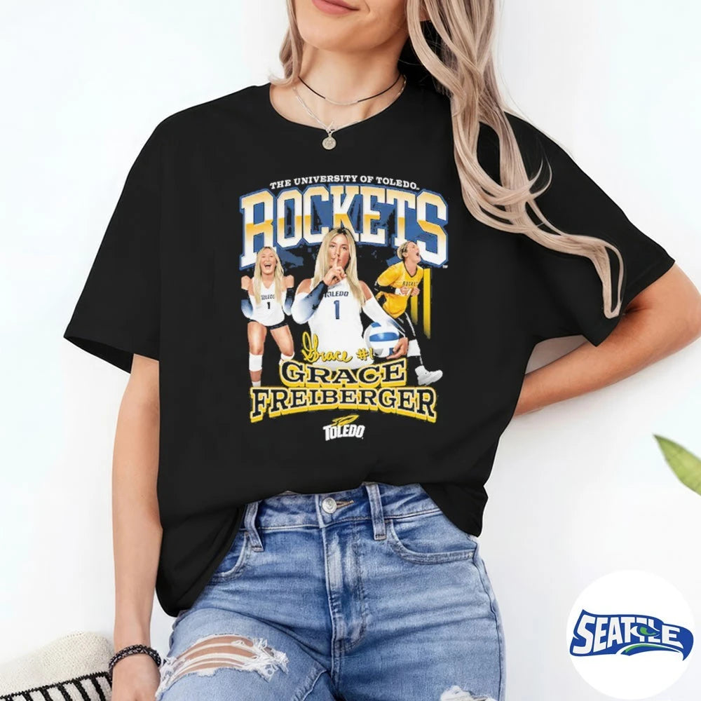 Official The University Of Toledo Rockets Grace Freiberger Illustrated 2026 t-shirt